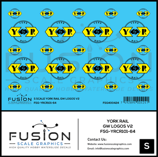 S Scale York Rail GW Logos V2 Decal Set