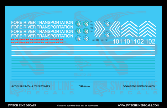 N Scale Fore River Transportation 101 102 Locomotive Decal Set