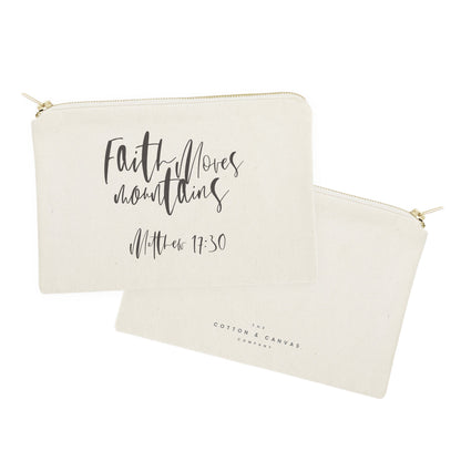 Faith Moves Mountains, Matthew 17:30 Cotton Canvas Cosmetic Bag by The Cotton & Canvas Co.