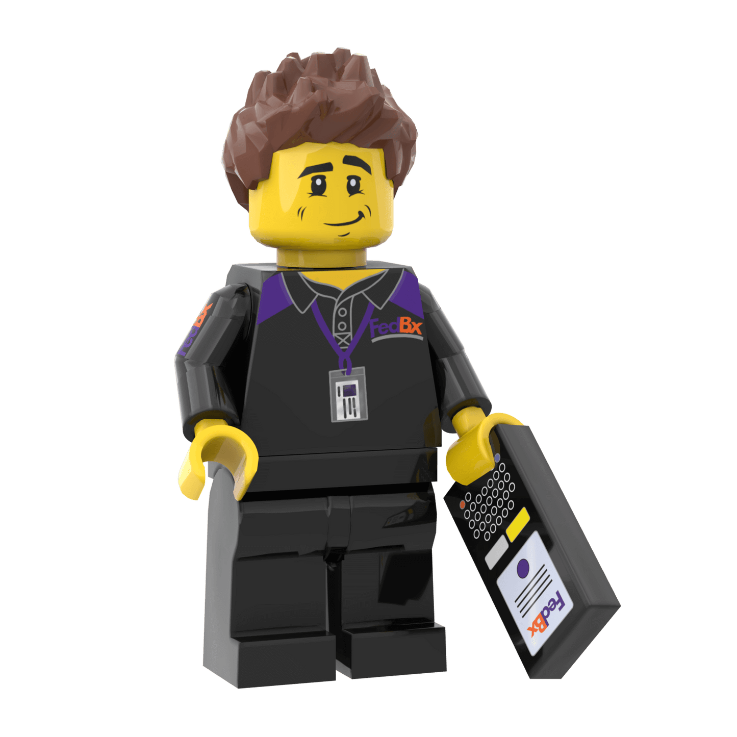 FedBx Delivery Driver (Male) -  Custom Printed Minifig - Made Using LEGO® Parts