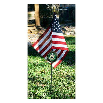 Firefighter Veteran Grave Marker With 30 Inch Tall American Cemetery Flag, Fallen Firefighter Memorial.
