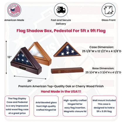 Flag Box, Flag Pedestal Box, Flag Boxes - Cherry Material.