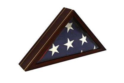 Honors Flag Display Case for 5x9 Memorial / Burial / Funeral Shelf Box Glass Holder Frame - Two Detailed Stripes
