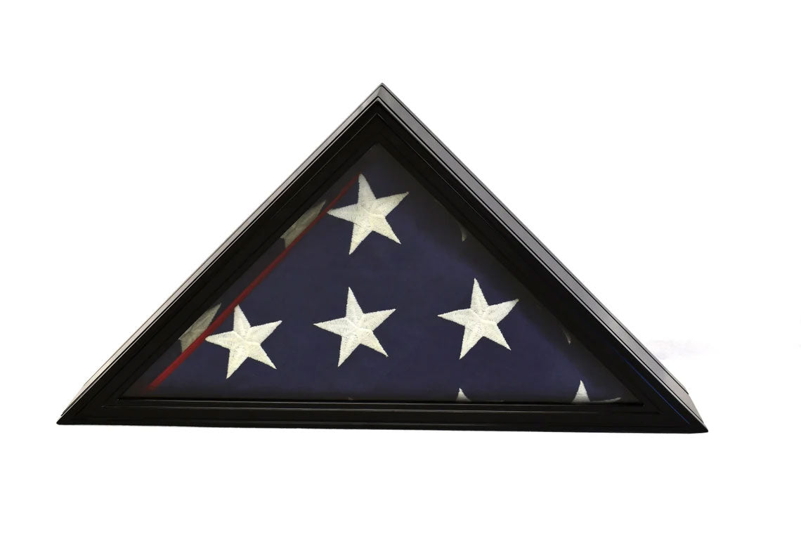 Honors Flag Display Case for 5x9 Memorial / Burial / Funeral Shelf Box Glass Holder Frame - Two Detailed Stripes