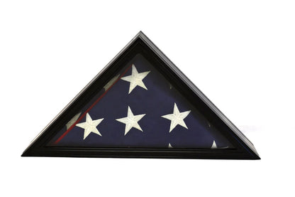 Honors Flag Display Case for 5x9 Memorial / Burial / Funeral Shelf Box Glass Holder Frame - Two Detailed Stripes