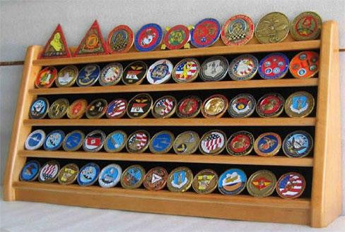 Flag Connections 5 Rows Challenge Coin Holder Display Stand, Solid Wood