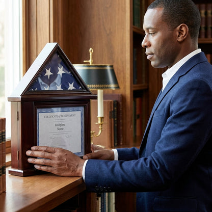 Presentation Flag Display Case Certificate & Document Holder Frame 3' x 5' Flag