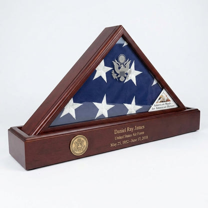 Flag and Personalized Pedestal Display Case