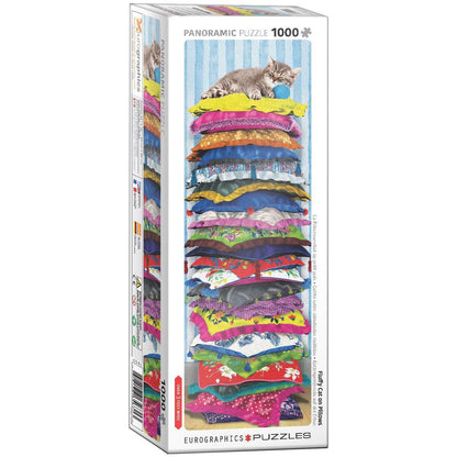 Fluffy Cat on Pillows 1000 Piece Panoramic Jigsaw Puzzle Eurographics