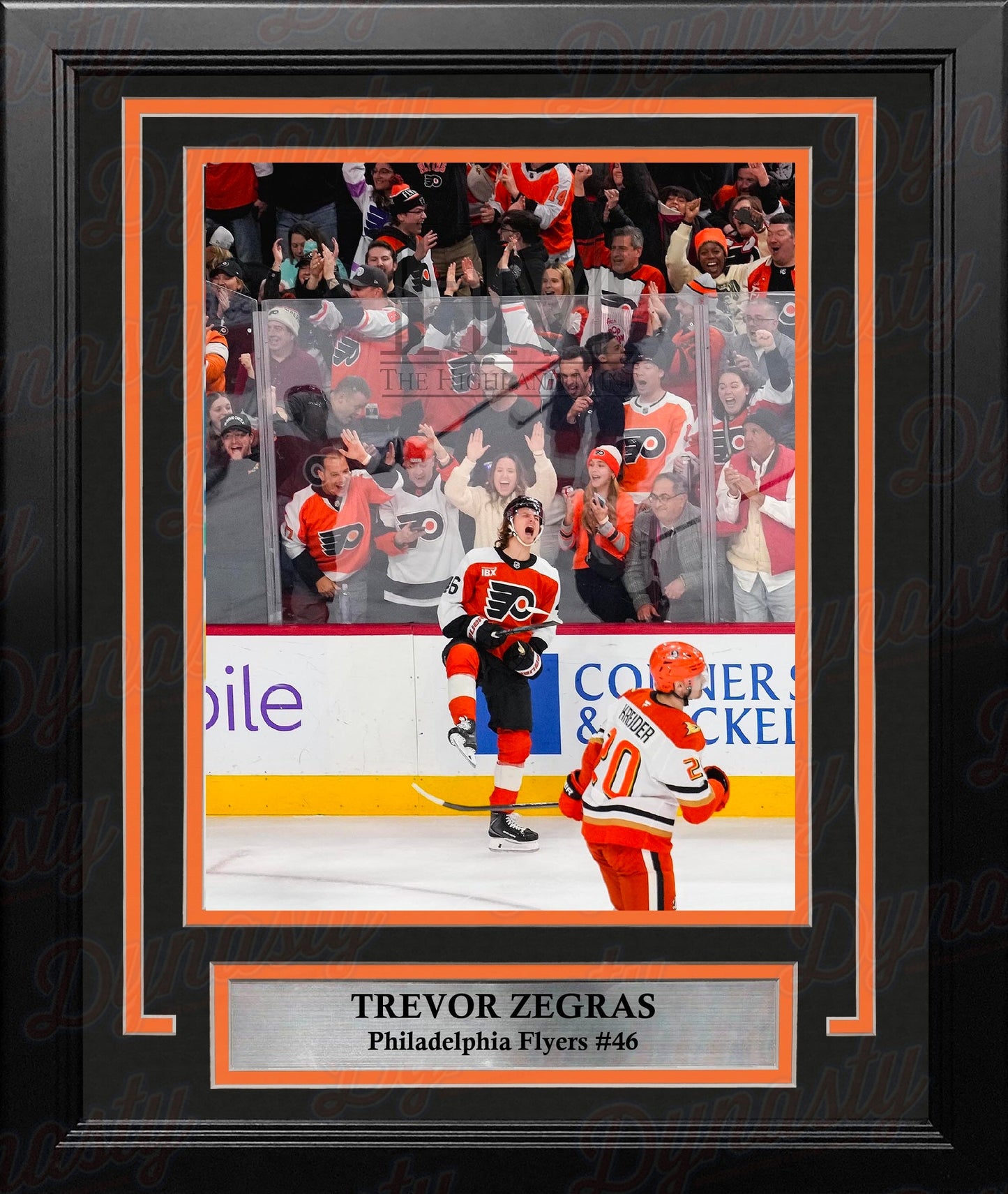 Trevor Zegras Philadelphia Flyers Celebration 8" x 10" Framed Hockey Photo