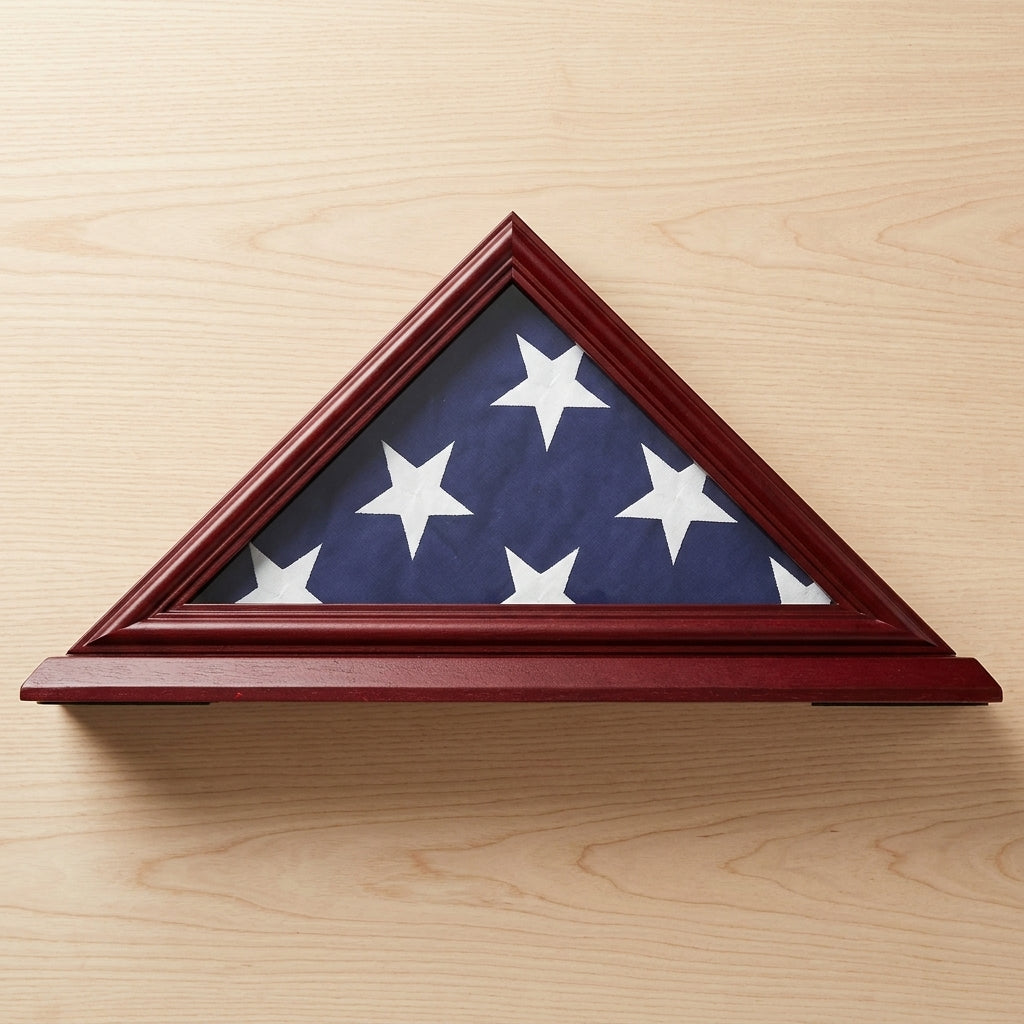3'x5' Flag Display Case, Shadow Box (Not for Burial Funeral Flag), Solid Wood, Cherry Finish.