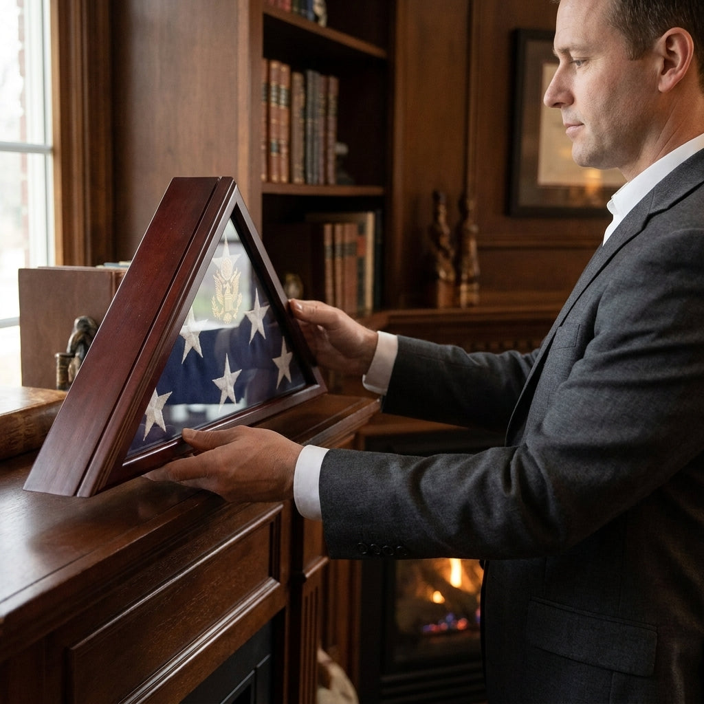 American Flag Display Case, Burial Display case for 5’ x 9 ½’ flag