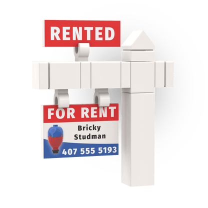 "For Rent" Realtor Sign and Post - Custom Printed Mini Build Set - Made Using LEGO® parts
