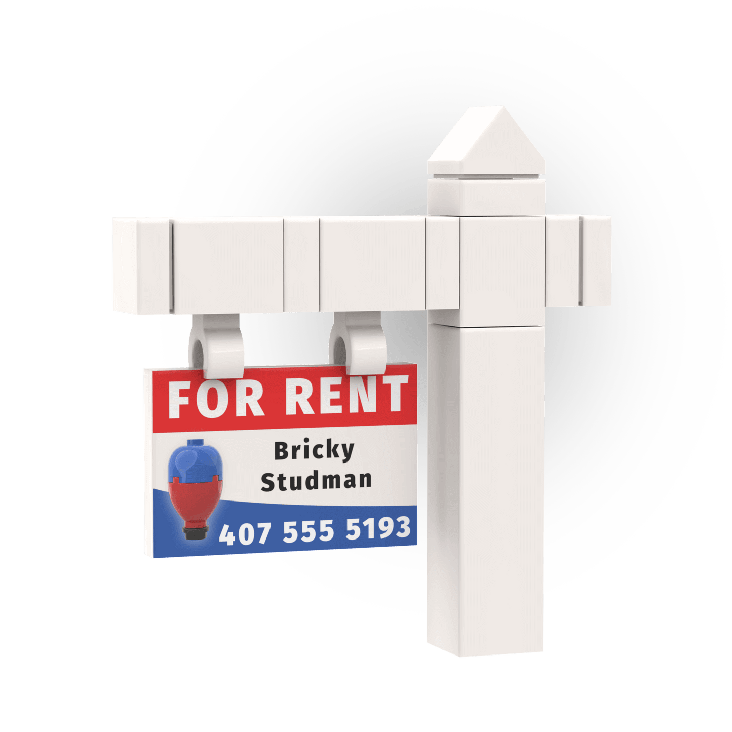 "For Rent" Realtor Sign and Post - Custom Printed Mini Build Set - Made Using LEGO® parts