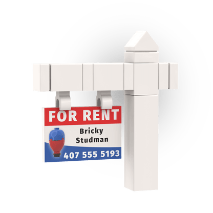 "For Rent" Realtor Sign and Post - Custom Printed Mini Build Set - Made Using LEGO® parts
