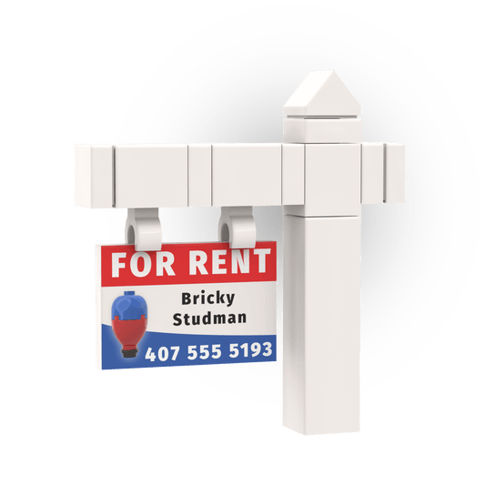 "For Rent" Realtor Sign and Post - Custom Printed Mini Build Set - Made Using LEGO® parts
