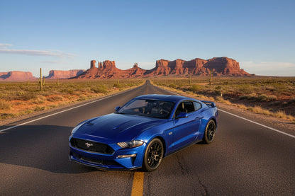 2018 Ford Mustang GT 5.0 Blue with Black Wheels 1/24 Diecast Model Car by Motormax  free shipping USA