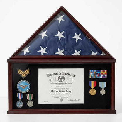 Elegant Memorial/Funeral Flag Display Case Storage Military Shadow Box