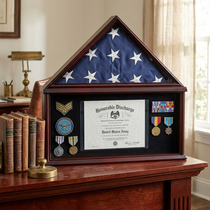 Elegant Memorial/Funeral Flag Display Case Storage Military Shadow Box