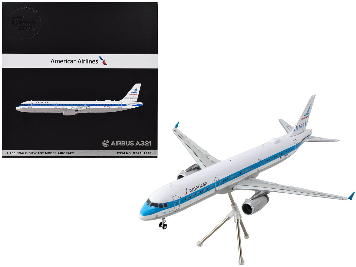 Airbus A321 Commercial Aircraft "American Airlines - Piedmont" (N581UW) White with Blue Stripes "Gemini 200" Series 1/200 Diecast Model Airplane by GeminiJets  free shipping USA