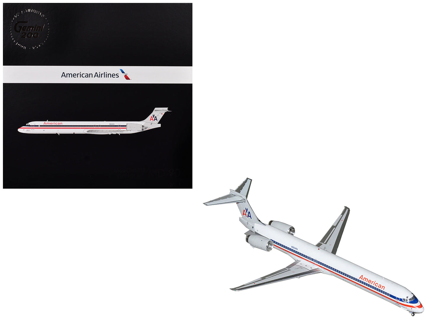 McDonnell Douglas MD-90 Commercial Aircraft "American Airlines" (N904RA) White with Red and Blue Stripes "Gemini 200" Series 1/200 Diecast Model Airplane by GeminiJets  free shipping USA