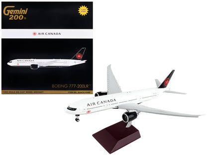 Boeing 777-200LR Commercial Aircraft with Flaps Down "Air Canada" White with Black Tail "Gemini 200" Series 1/200 Diecast Model Airplane by GeminiJets  free shipping USA