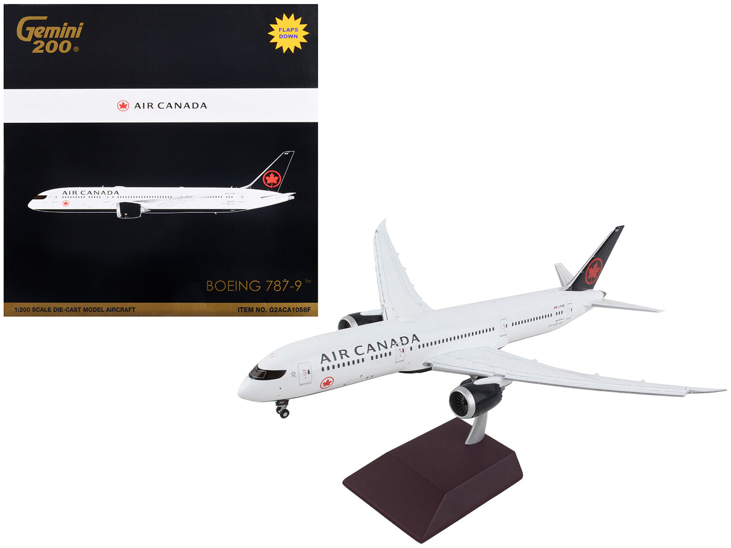 Boeing 787-9 Commercial Aircraft with Flaps Down "Air Canada" White with Black Tail "Gemini 200" Series 1/200 Diecast Model Airplane by GeminiJets  free shipping USA