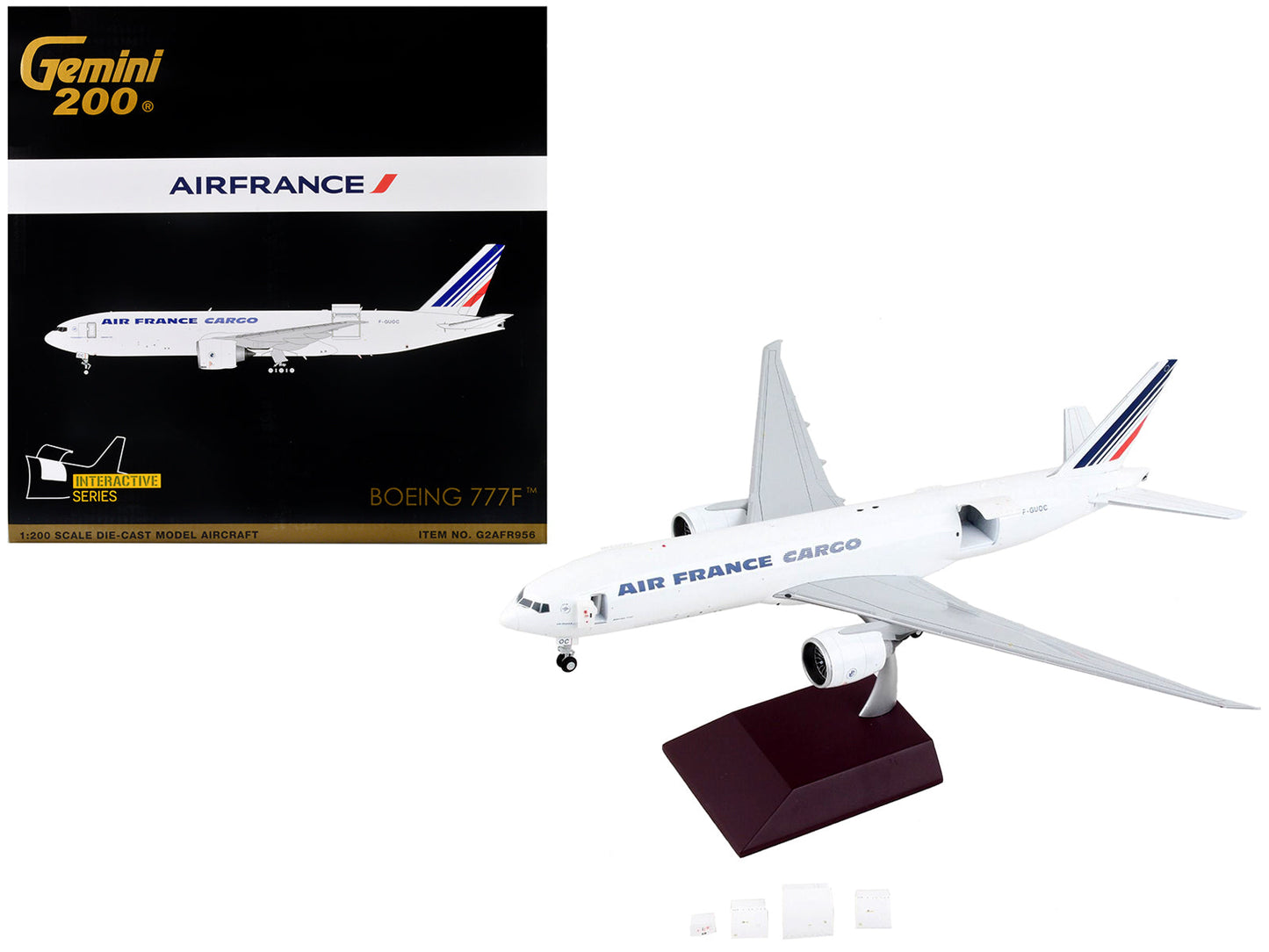 Boeing 777F Commercial Aircraft "Air France Cargo" White with Striped Tail "Gemini 200 - Interactive" Series 1/200 Diecast Model Airplane by GeminiJets  free shipping USA