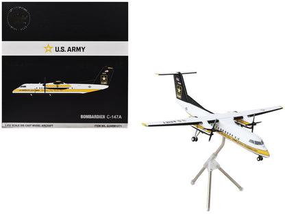 Bombardier C-147A Transport Aircraft "Golden Knights Parachute Team" United States Army (17-01610) White with Yellow Stripes and Black Tail "Gemini 200" Series 1/200 Diecast Model Airplane by GeminiJets  free shipping USA