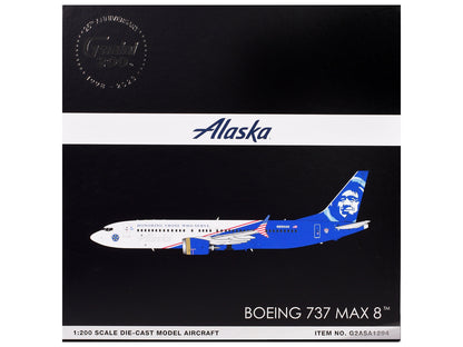 Boeing 737 MAX 8 Commercial Aircraft "Alaska Airlines - Honoring Those Who Serve" (N806AK) White and Blue "Gemini 200" Series 1/200 Diecast Model Airplane by GeminiJets