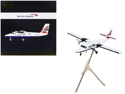 De Havilland DHC-6-300 Commercial Aircraft "British Airways" White with Striped Tail "Gemini 200" Series 1/200 Diecast Model Airplane by GeminiJets  free shipping USA