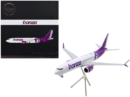 Boeing 737 MAX 8 Commercial Aircraft "Bonza Aviation" (VH-UJK) White with Purple Tail "Gemini 200" Series 1/200 Diecast Model Airplane by GeminiJets  free shipping USA
