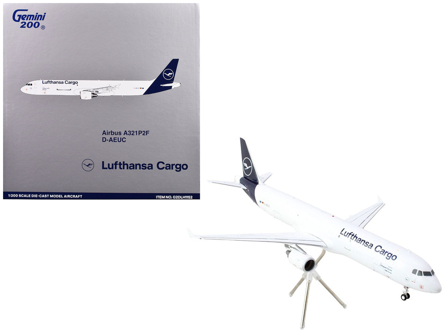 Airbus A321P2F Commercial Aircraft "Lufthansa Cargo" (D-AEUC) White with Blue Tail "Gemini 200" Series 1/200 Diecast Model Airplane by GeminiJets  free shipping USA