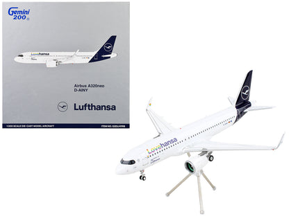 Airbus A320neo Commercial Aircraft "Lufthansa - LoveHansa" White with Blue Tail "Gemini 200" Series 1/200 Diecast Model Airplane by GeminiJets  free shipping USA