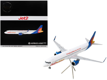 Airbus A321neo Commercial Aircraft "Jet2Holidays" (G-SUNB) White with Tail Graphics "Gemini 200" Series 1/200 Diecast Model Airplane by GeminiJets  free shipping USA