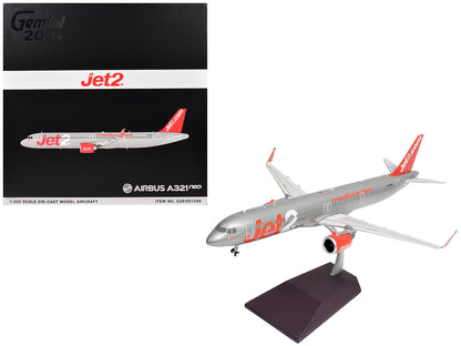 Airbus A321neo Commercial Aircraft "Jet2" (G-SUNO) Silver with Red Tail "Gemini 200" Series 1/200 Diecast Model Airplane by GeminiJets  free shipping USA