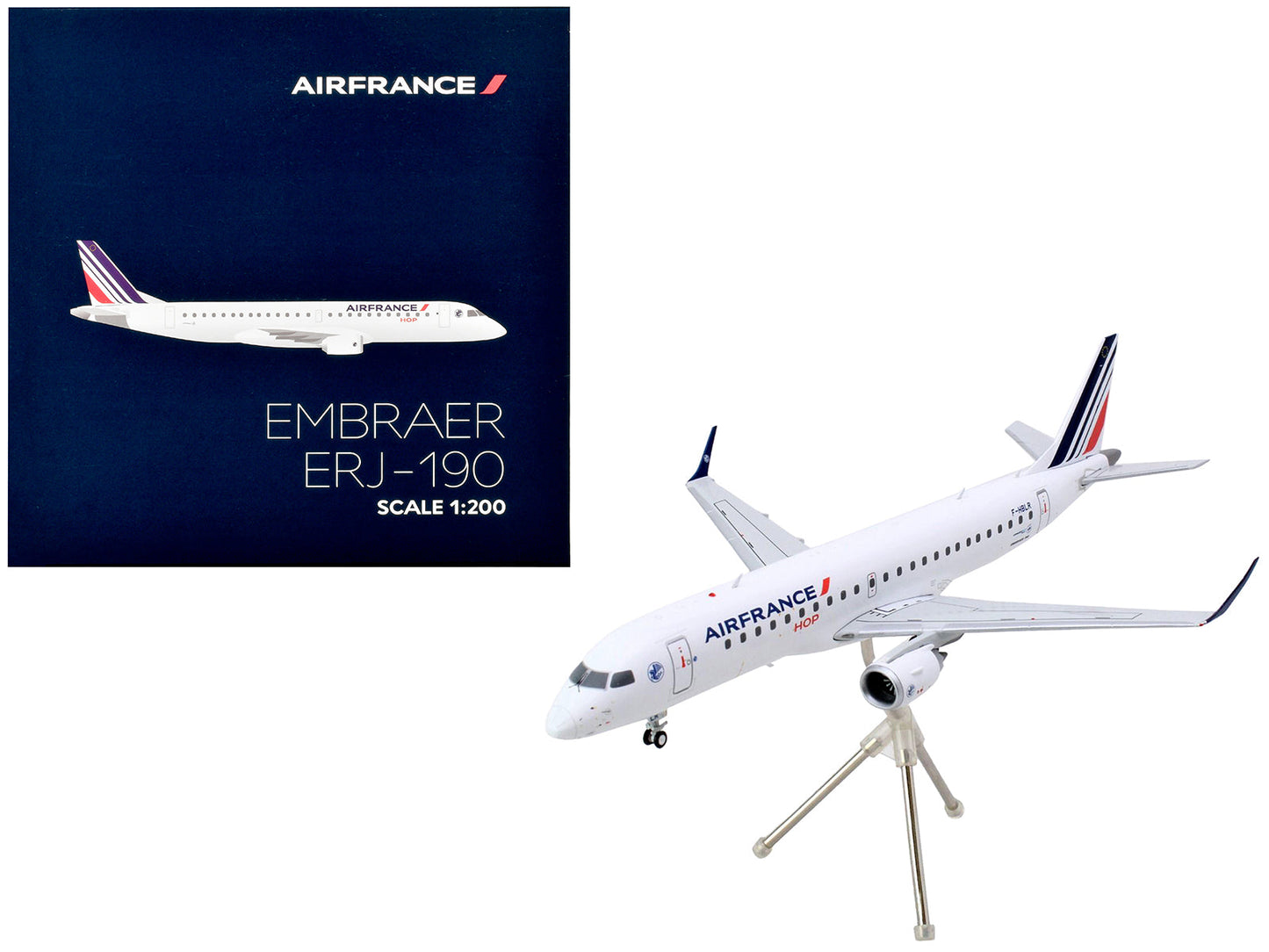 Embraer ERJ-190 Commercial Aircraft "Air France Hop" (F-HBLN) White with Striped Tail "Gemini 200" Series 1/200 Diecast Model Airplane by GeminiJets  free shipping USA