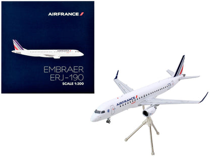Embraer ERJ-190 Commercial Aircraft "Air France Hop" (F-HBLN) White with Striped Tail "Gemini 200" Series 1/200 Diecast Model Airplane by GeminiJets  free shipping USA