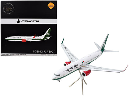 Boeing 737-800 Commercial Aircraft with Flaps Down "Mexicana" (XA-ASM) White with Green Stripes "Gemini 200" Series 1/200 Diecast Model Airplane by GeminiJets  free shipping USA