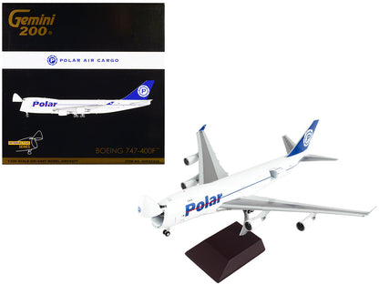Boeing 747-400F Commercial Aircraft "Polar Air Cargo" White with Blue Tail "Gemini 200 - Interactive" Series 1/200 Diecast Model Airplane by GeminiJets  free shipping USA