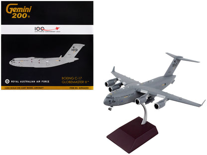 Boeing C-17 Globemaster III Transport Aircraft "Royal Australian Air Force - 100th Anniversary" Gray "Gemini 200" Series 1/200 Diecast Model Airplane by GeminiJets  free shipping USA