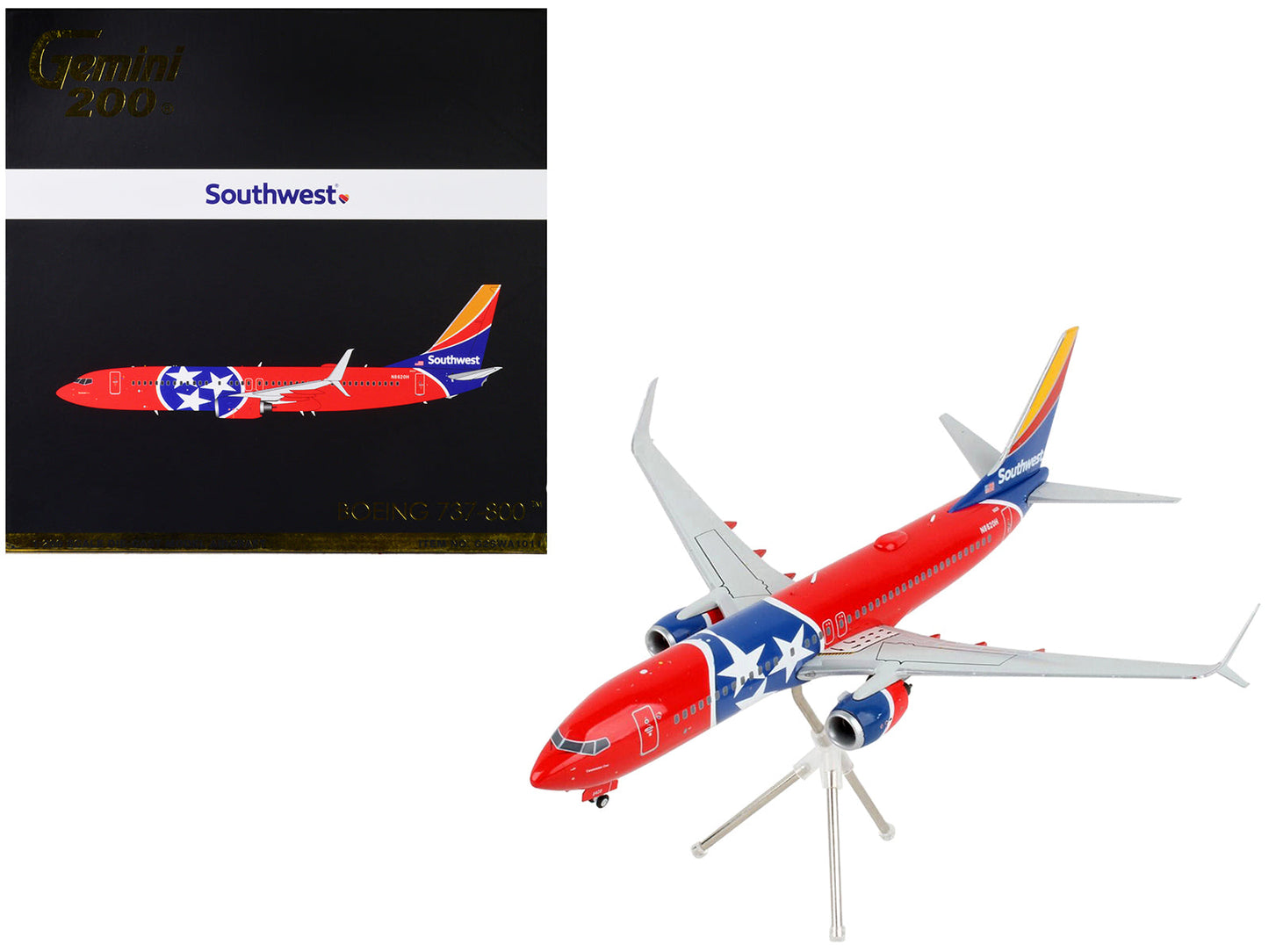 Boeing 737-800 Commercial Aircraft "Southwest Airlines - Tennessee One" Tennessee Flag Livery "Gemini 200" Series 1/200 Diecast Model Airplane by GeminiJets  free shipping USA