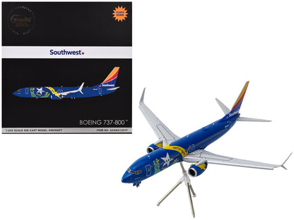 Boeing 737-800 Commercial Aircraft with Flaps Down "Southwest Airlines - Nevada One" (N8646B) Blue with Tail Stripes "Gemini 200" Series 1/200 Diecast Model Airplane by GeminiJets  free shipping USA