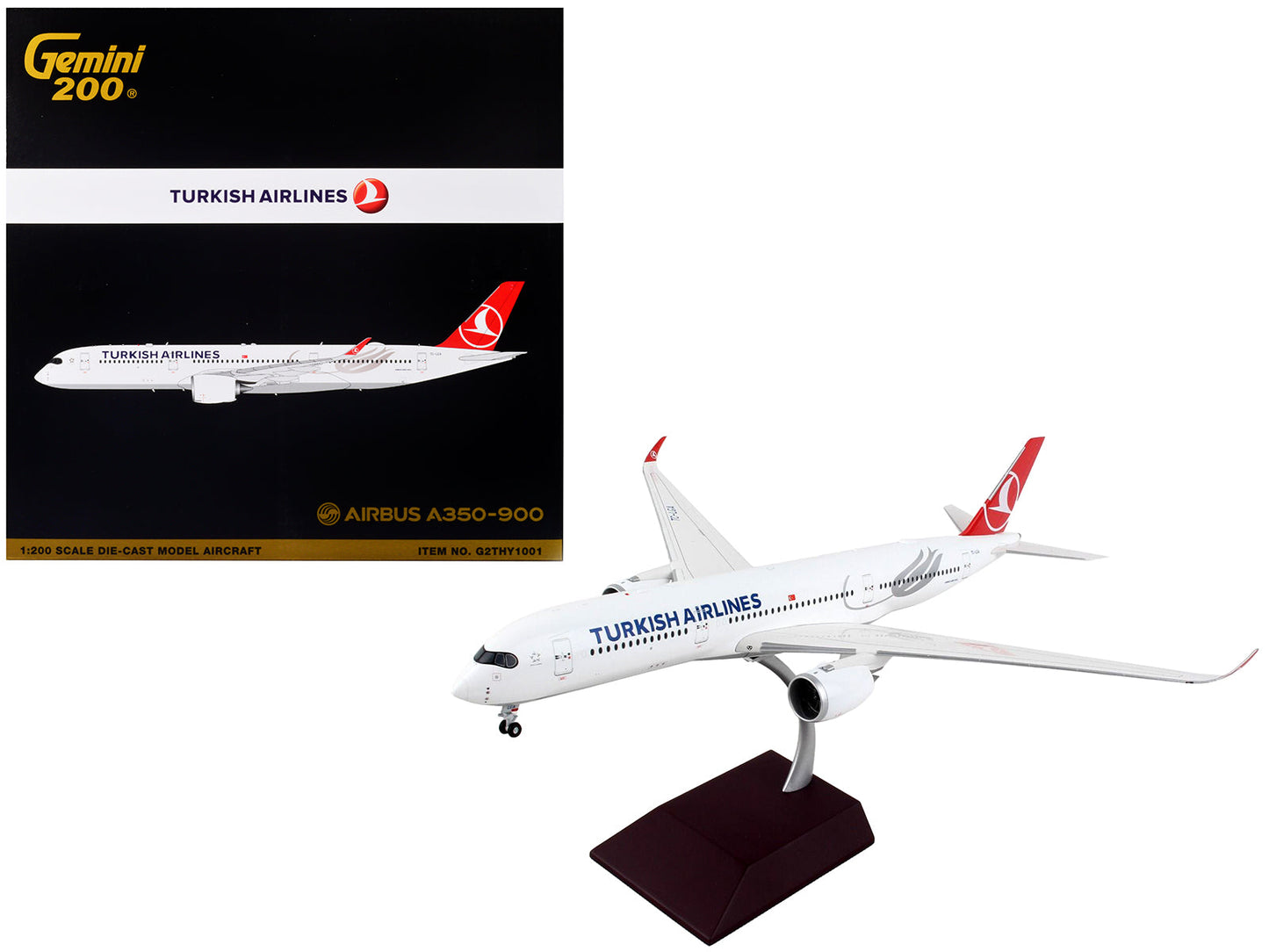 Airbus A350-900 Commercial Aircraft "Turkish Airlines" White with Red Tail "Gemini 200" Series 1/200 Diecast Model Airplane by GeminiJets  free shipping USA