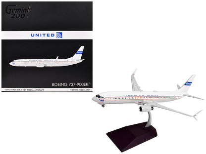 Boeing 737-900ER Commercial Aircraft "Continental Airlines - United Airlines" (N75435) White with Red and Blue Stripes "Gemini 200" Series 1/200 Diecast Model Airplane by GeminiJets  free shipping USA