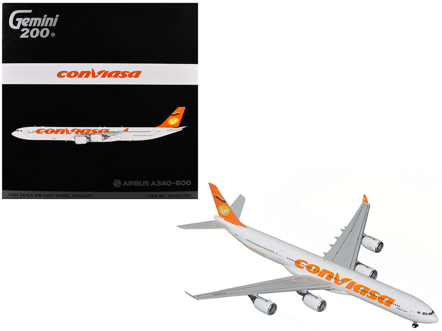 Airbus A340-600 Commercial Aircraft "Linea Aerea Conviasa" (YV3545) White with Orange Tail "Gemini 200" Series 1/200 Diecast Model Airplane by GeminiJets  free shipping USA