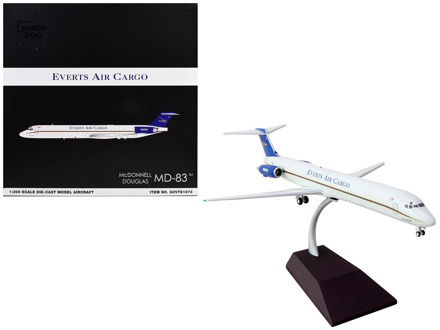 McDonnell Douglas MD-88 Commercial Aircraft "Everts Air Cargo" (N965CE) White with Blue Tail "Gemini 200" Series 1/200 Diecast Model Airplane by GeminiJets  free shipping USA