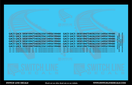 HO Scale GACX Freight Car Lettering Decal Set