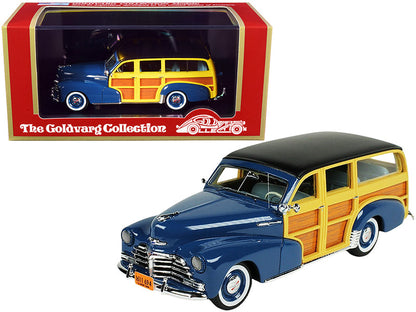1948 Chevrolet Fleetmaster Woodie Station Wagon Como Blue with Black Top Limited Edition to 240 pieces Worldwide 1/43 Model Car by Goldvarg Collection  free shipping USA