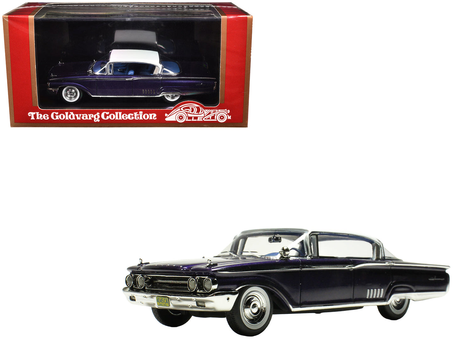 1960 Mercury Park Lane 4 Door Sedan Marine Blue Metallic with White Top and Blue Interior Limited Edition to 200 pieces Worldwide 1/43 Model Car by Goldvarg Collection  free shipping USA